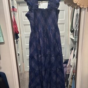 Hill House Ellie Nap Dress in Navy Metallic Check